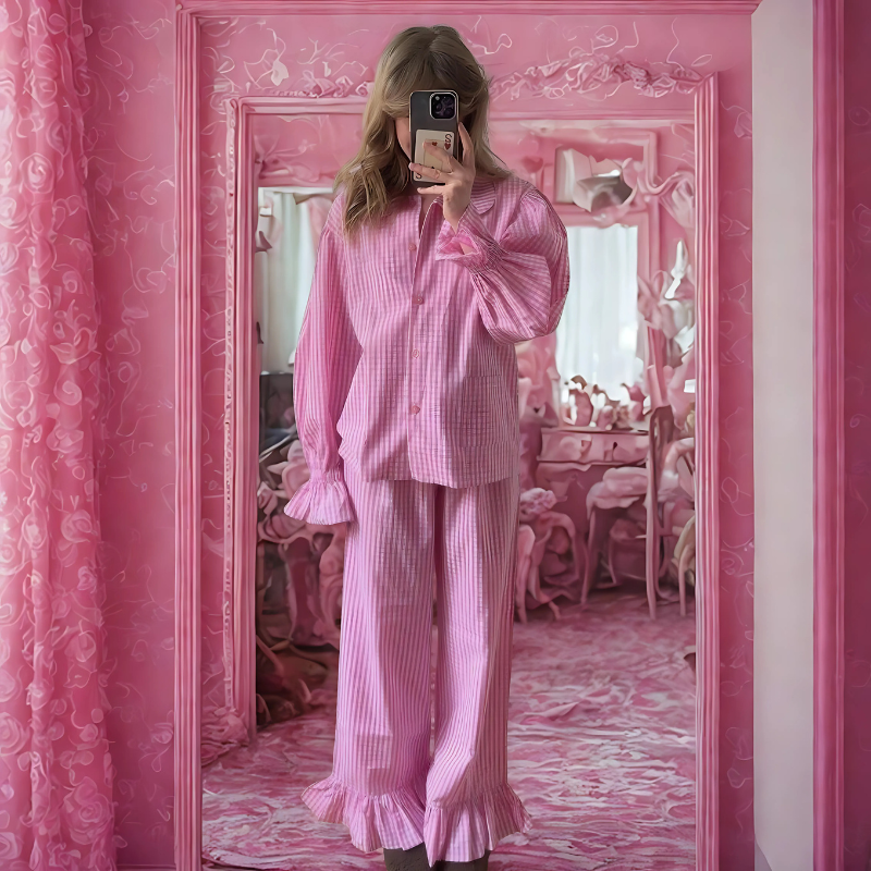 Clacive Women’s Plaid 3-Piece Set – Elegant Shirt & Wide-Leg Trousers