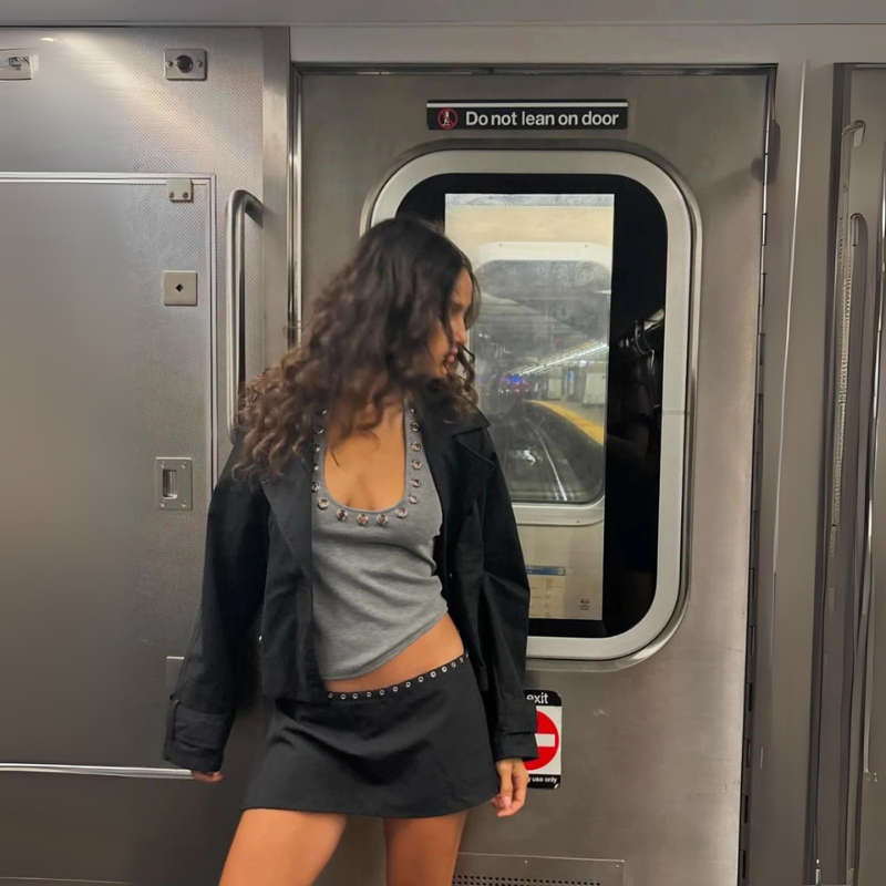 ChromeSculpt™ Y2K Plunge Halter Vest