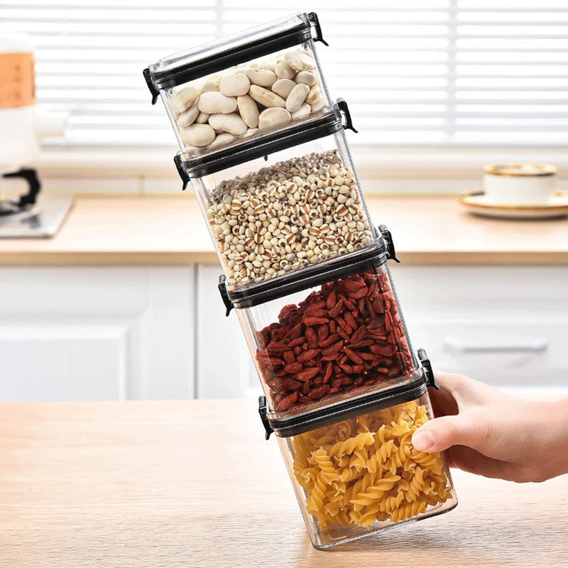GrainGuard™ Kitchen Storage Jars – Large Plastic Airtight Organizer Set for Pantry & Seasonings