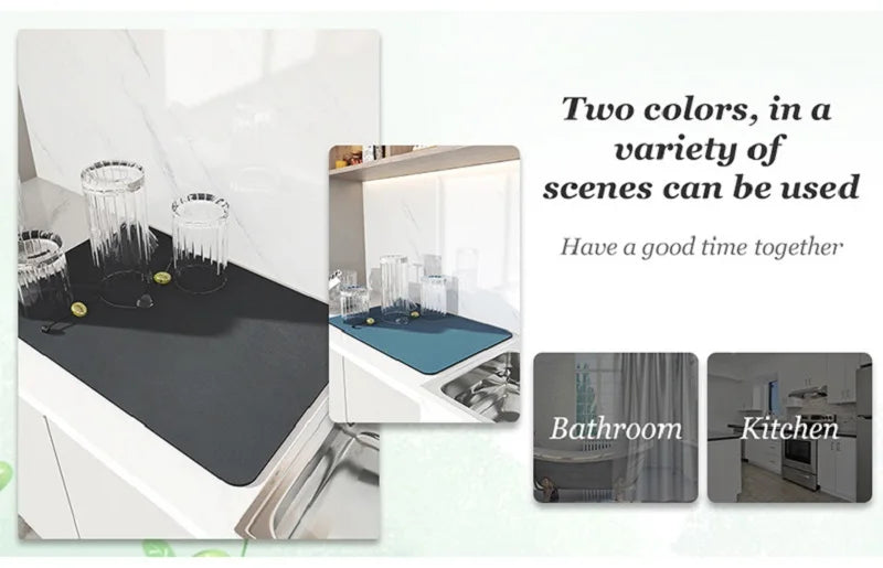 Super Absorbent Kitchen & Bathroom Draining Mat – Quick-Dry Anti-Skid Dish & Coffee Mat