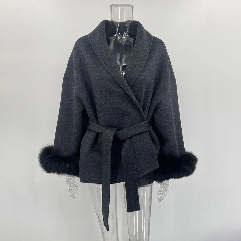 TARUXY™ LuxeFox Double-Sided Woolen Short Coat