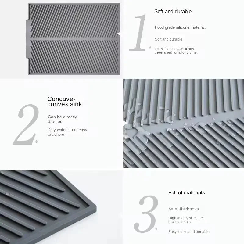 Silicone Kitchen Drain & Drying Mat – Non-Slip Heat-Resistant Coaster for Pots, Dishes, and Tableware