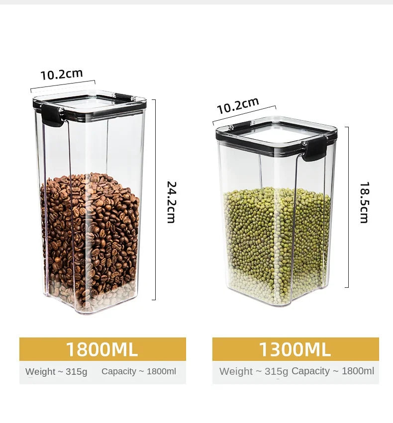 GrainGuard™ Kitchen Storage Jars – Large Plastic Airtight Organizer Set for Pantry & Seasonings