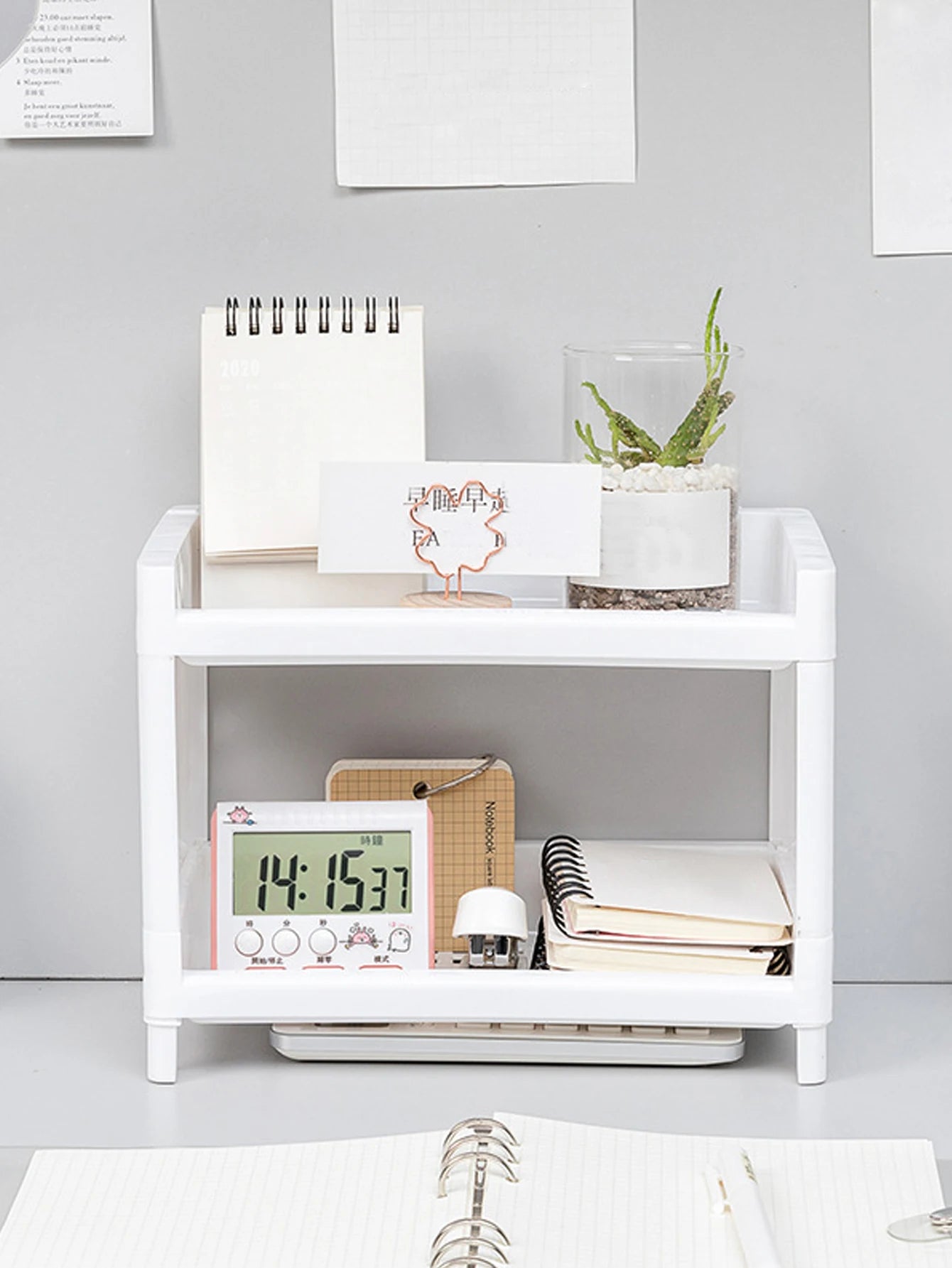 Double Layer Desktop Storage Rack – White