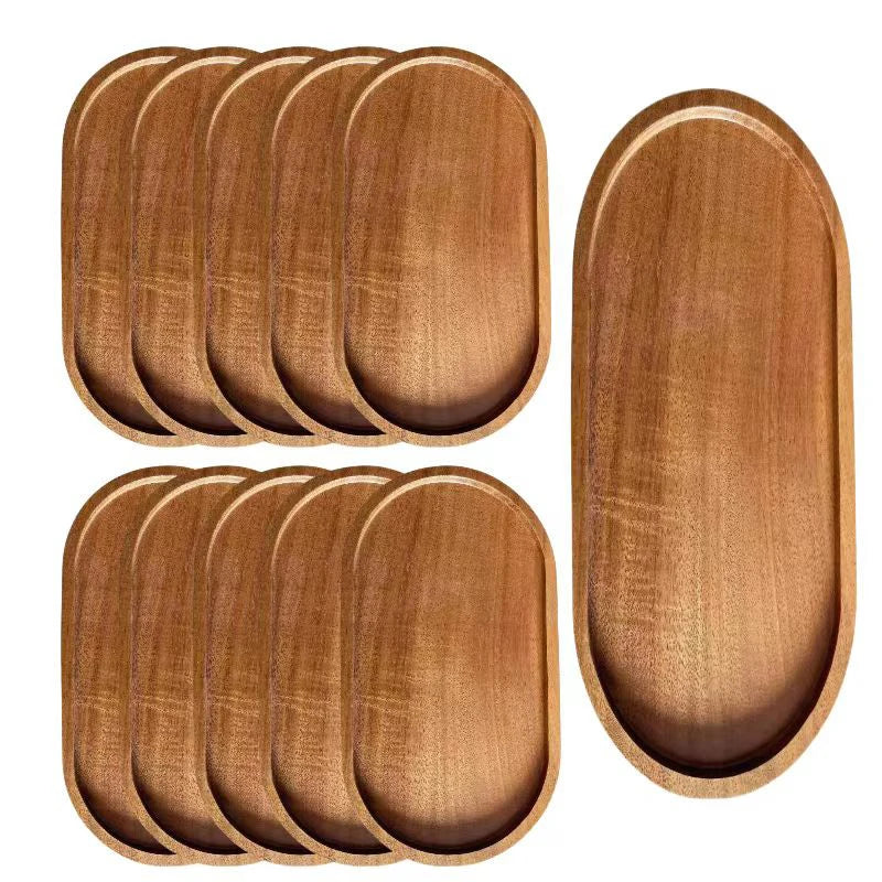 Elegant Japanese-Style Wooden Tableware Tray – Round & Rectangle Snack, Dessert, and Tea Serving Board