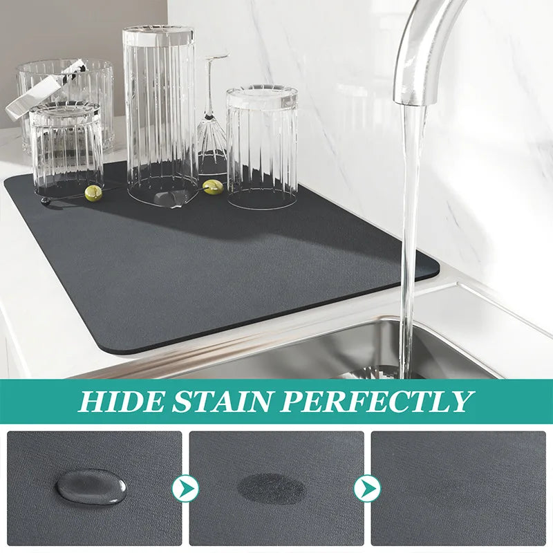 Super Absorbent Kitchen & Bathroom Draining Mat – Quick-Dry Anti-Skid Dish & Coffee Mat