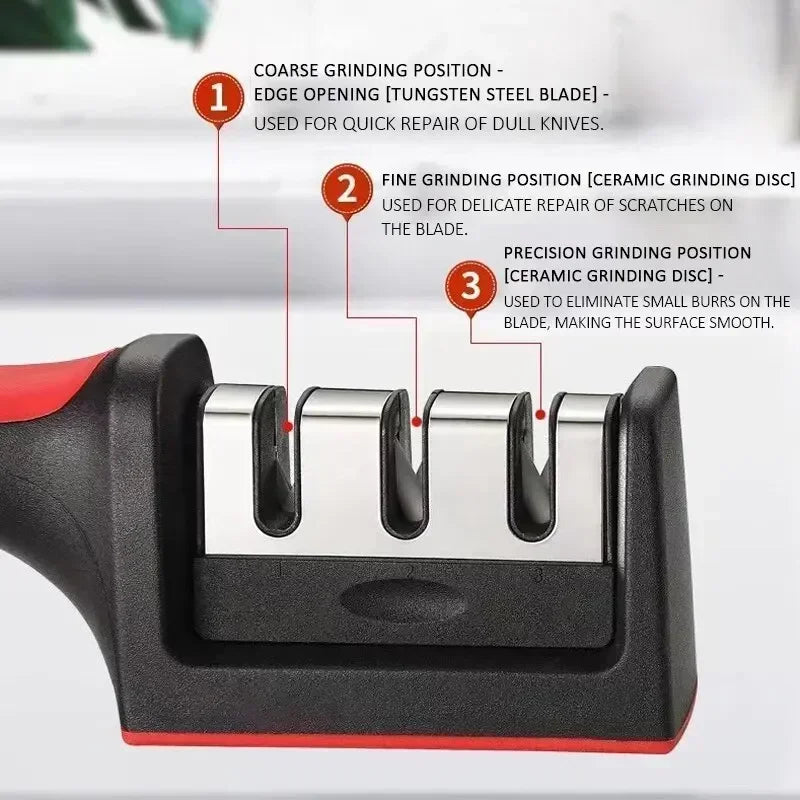 EdgeMaster™ 3-in-1 Kitchen Knife Sharpener – Stainless Steel Multi-Purpose Sharpening Stone