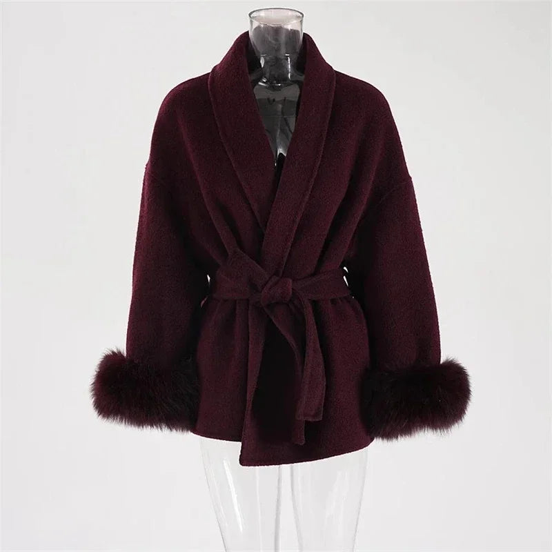 TARUXY™ LuxeFox Double-Sided Woolen Short Coat
