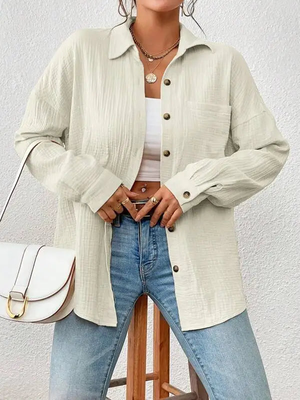 CottonMist™ Gauze Shirt – Elegant Casual Blouse for Women