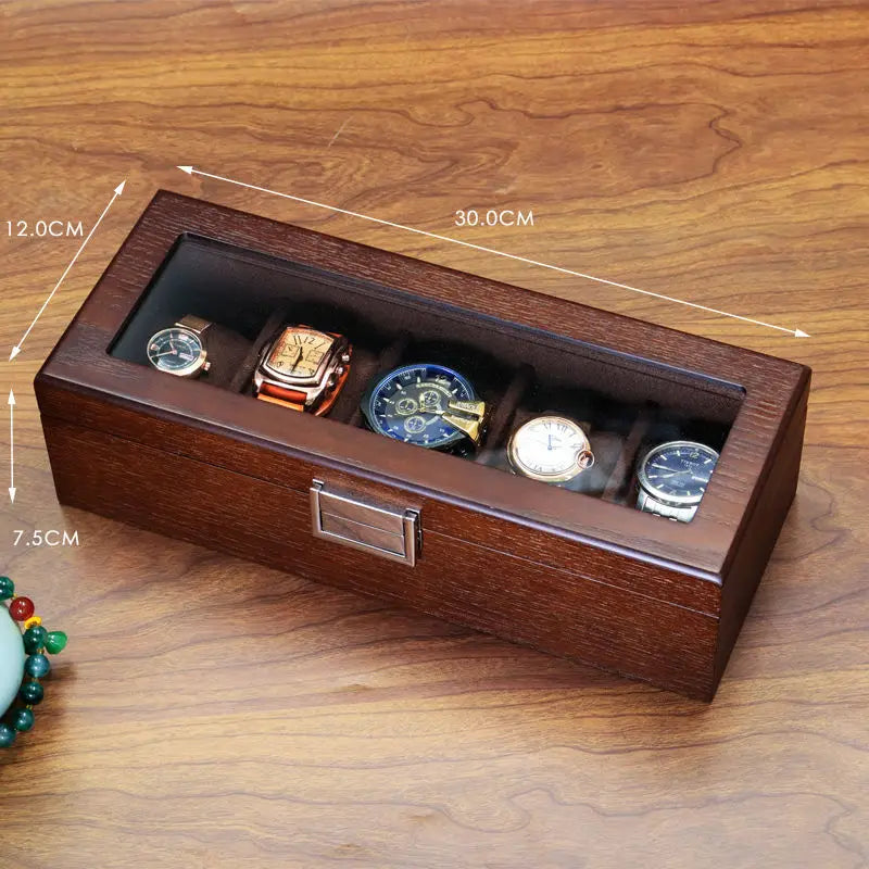 Vintage Luxe Display Case – Transparent Mechanical Watch & Bracelet Organizer
