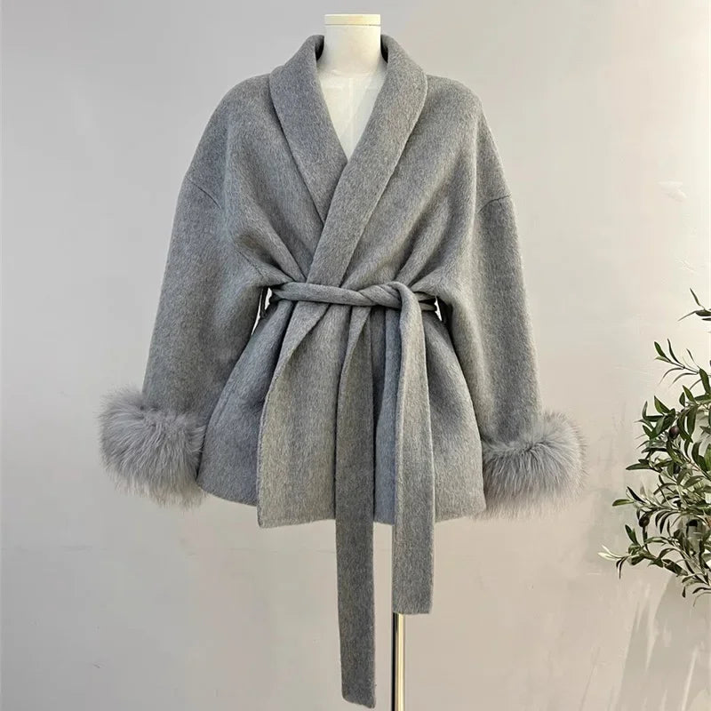 TARUXY™ LuxeFox Double-Sided Woolen Short Coat