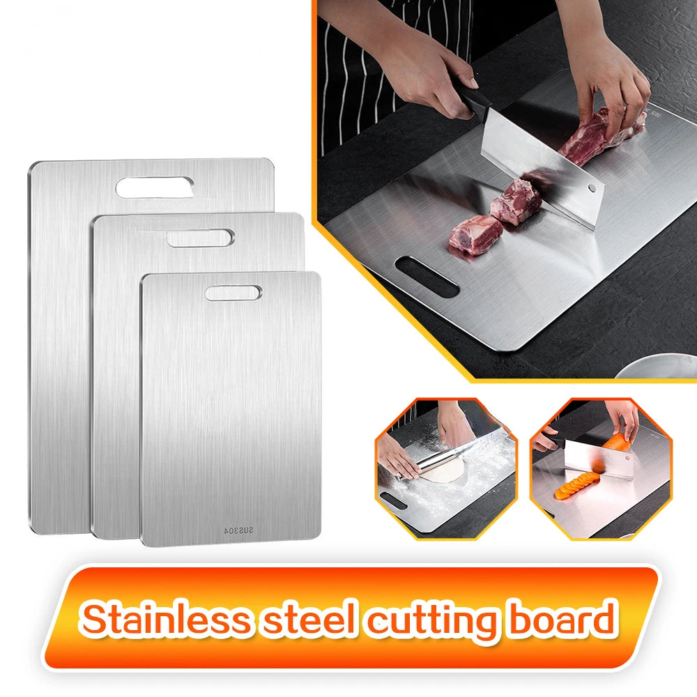 Double-Sided Stainless Steel & Wood Cutting Board