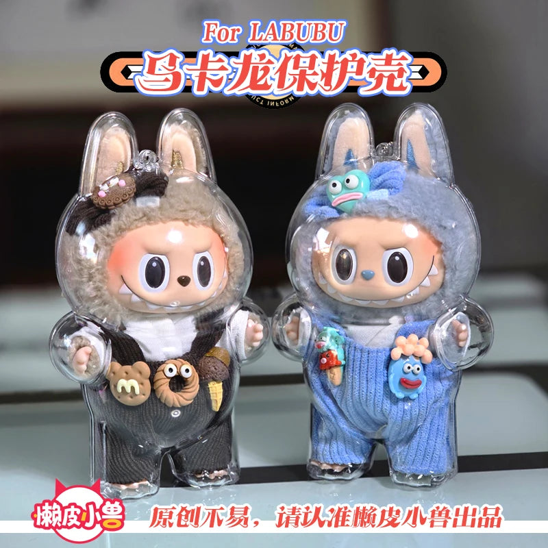 Labubu™ Protective Plush Sitting Bag – 17cm Transparent Dustproof Cover