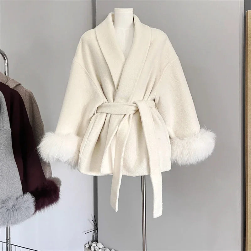 TARUXY™ LuxeFox Double-Sided Woolen Short Coat