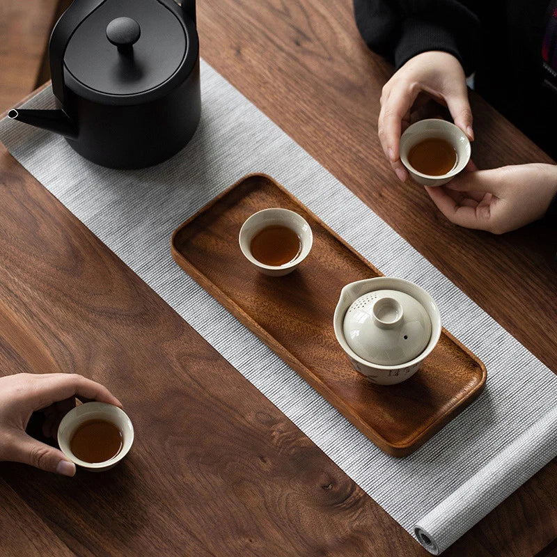 Elegant Japanese-Style Wooden Tableware Tray – Round & Rectangle Snack, Dessert, and Tea Serving Board