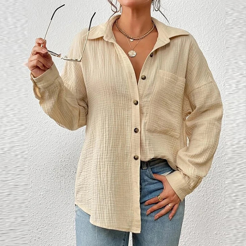 CottonMist™ Gauze Shirt – Elegant Casual Blouse for Women