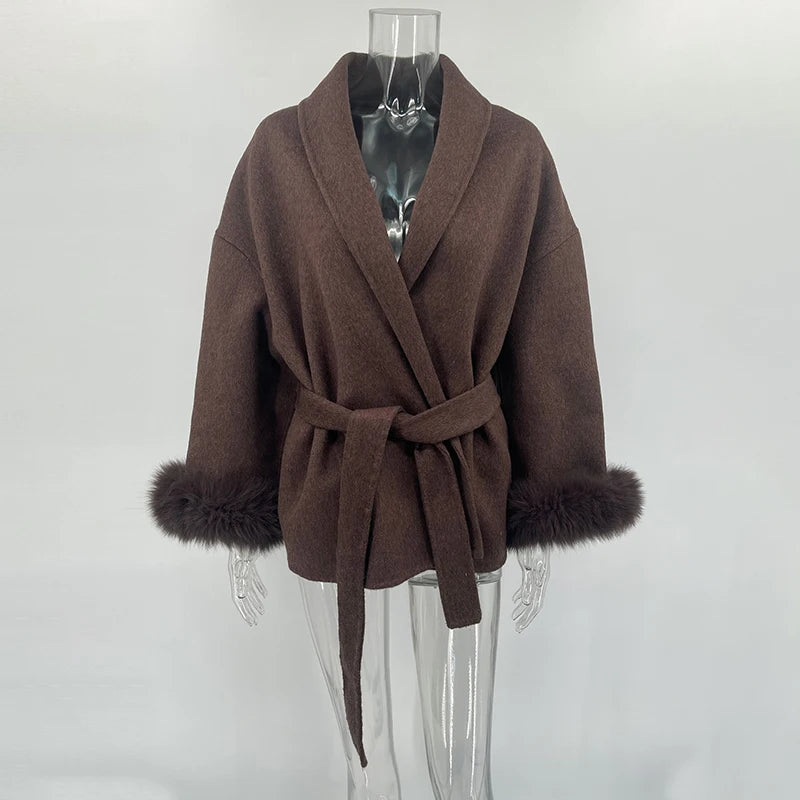 TARUXY™ LuxeFox Double-Sided Woolen Short Coat