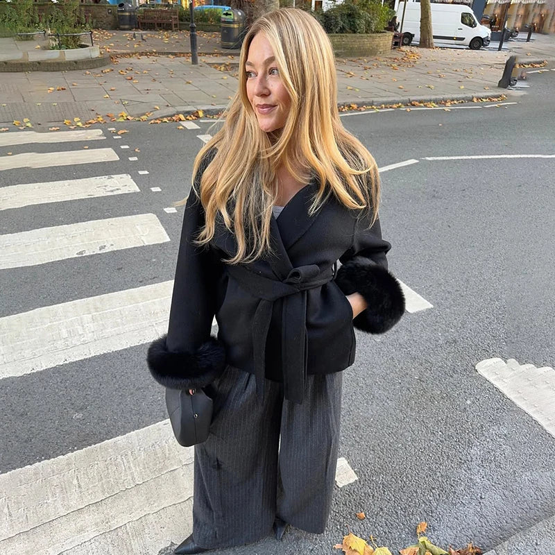 TARUXY™ LuxeFox Double-Sided Woolen Short Coat