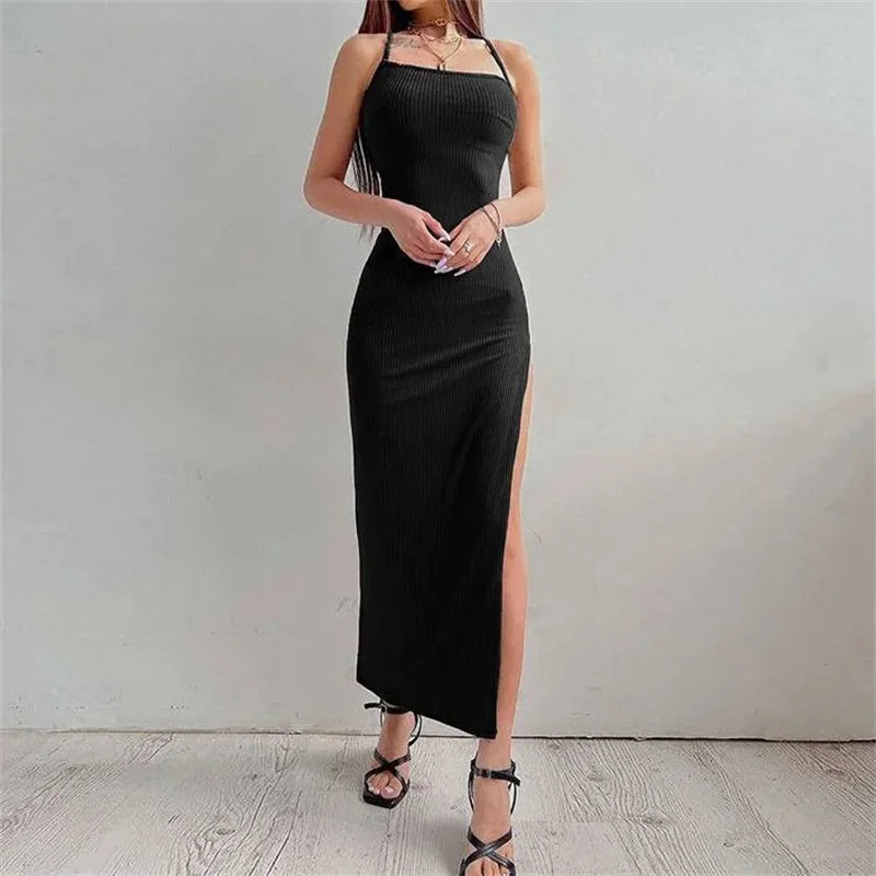 Midnight Muse Backless Maxi Dress