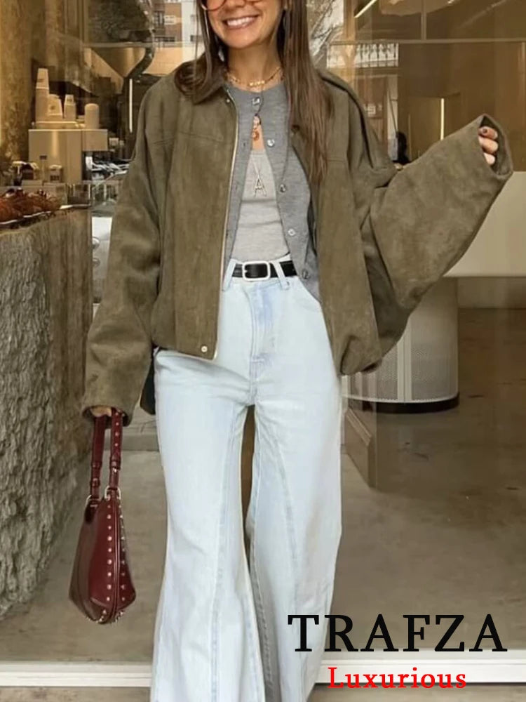 VelvetCore™ Oversized Lantern-Sleeve Bomber