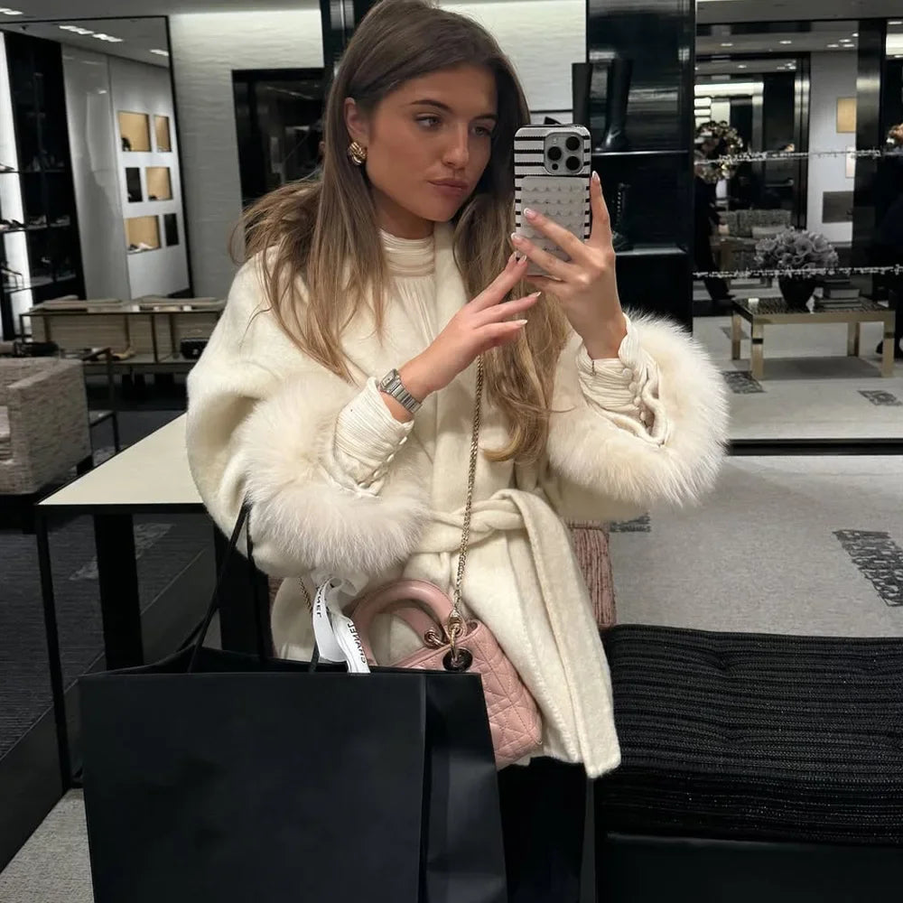 TARUXY™ LuxeFox Double-Sided Woolen Short Coat