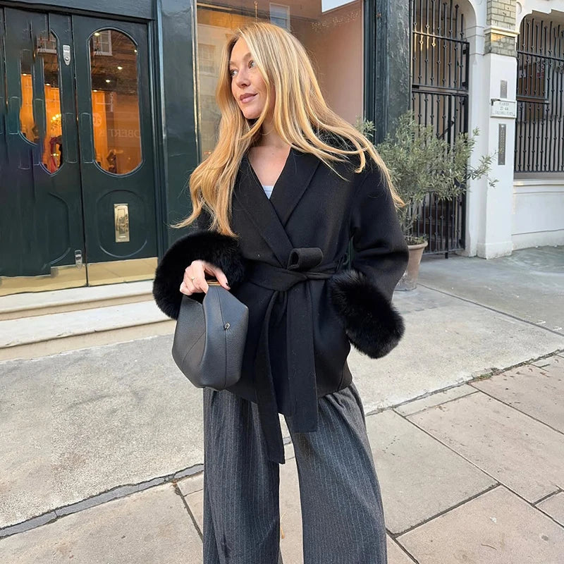 TARUXY™ LuxeFox Double-Sided Woolen Short Coat