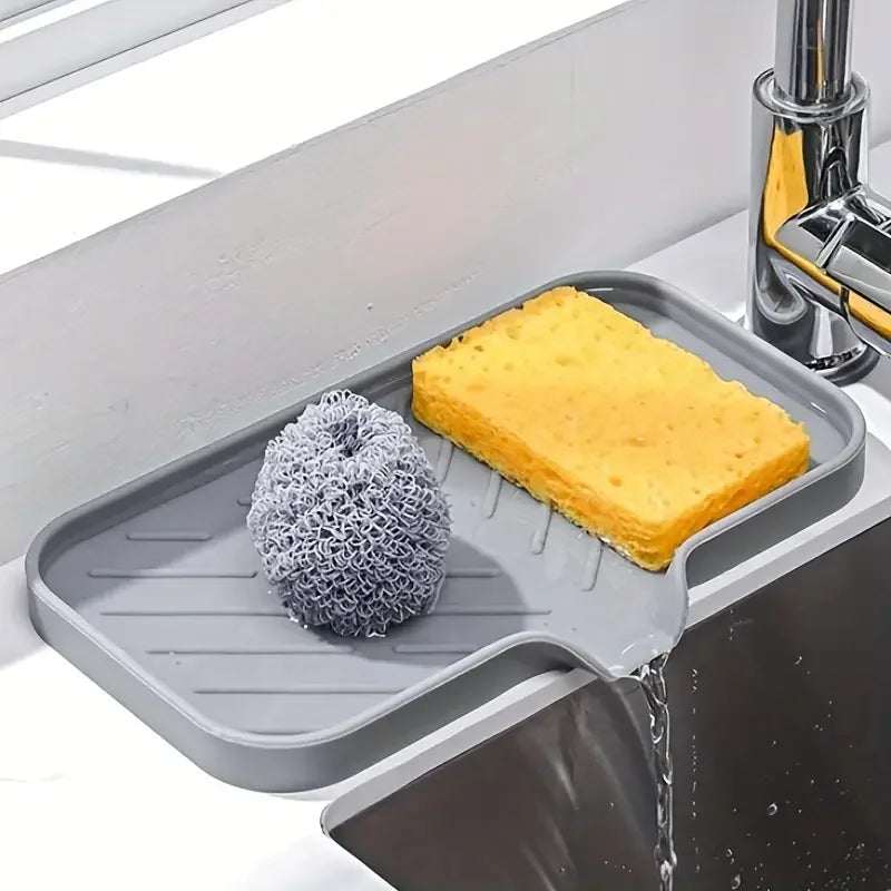 Silicone SplashGuard™ Kitchen Sink Mat & Soap Tray – Multifunctional Countertop Organizer