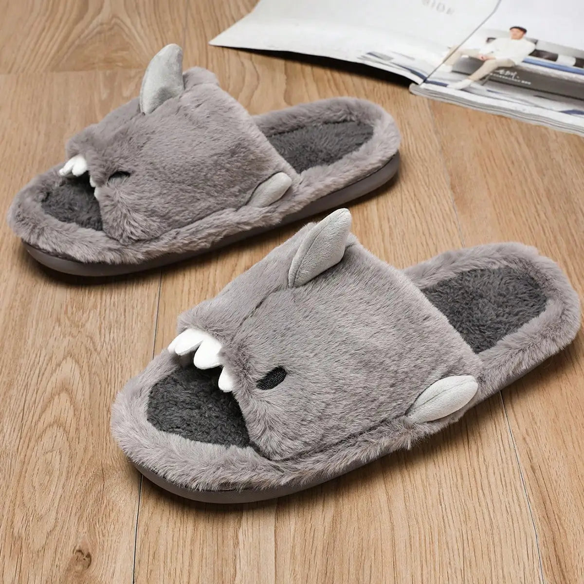CozyStep™ Men’s Cartoon Plush Cotton Slippers – Soft, Warm & Comfortable Indoor Footwear