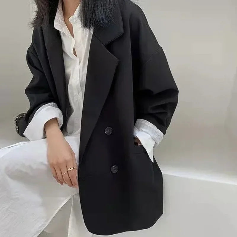 GraceLine™ Korean Oversized Blazer – Elegant Officewear Edition