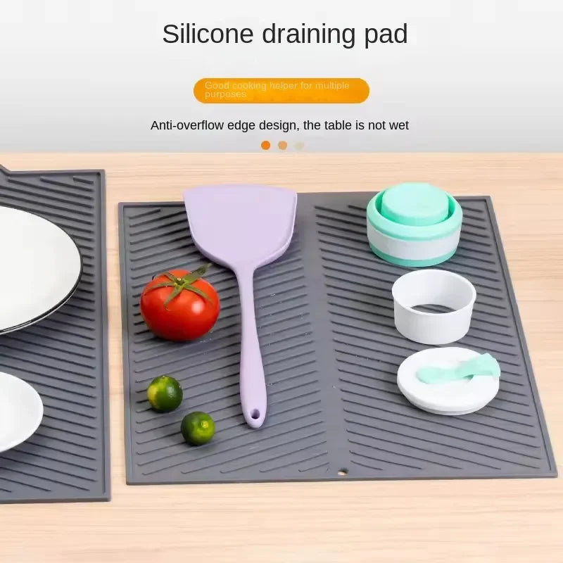 Silicone Kitchen Drain & Drying Mat – Non-Slip Heat-Resistant Coaster for Pots, Dishes, and Tableware