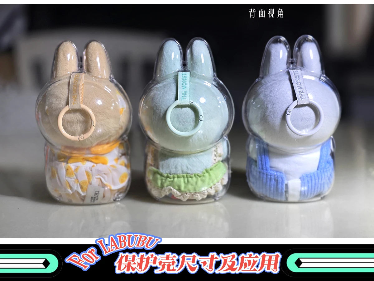 Labubu™ Protective Plush Sitting Bag – 17cm Transparent Dustproof Cover