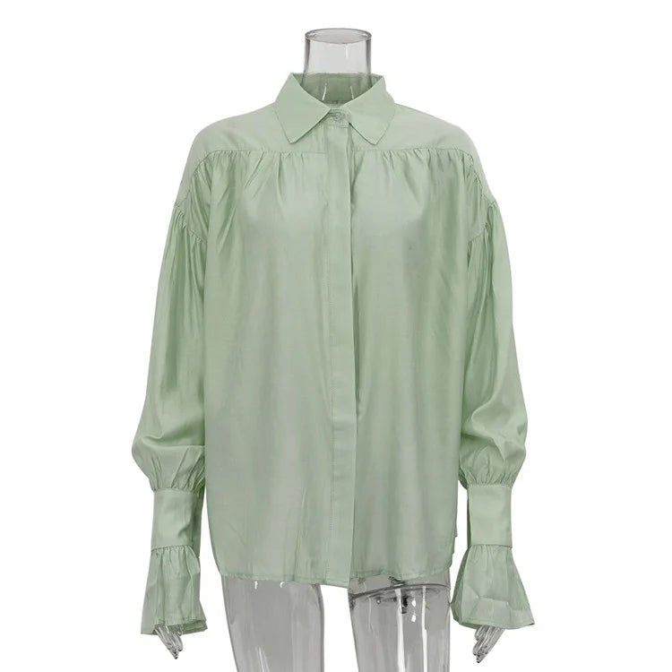 TARUXY™ Blush Grace™ Loose Fit Button-Up Shirt