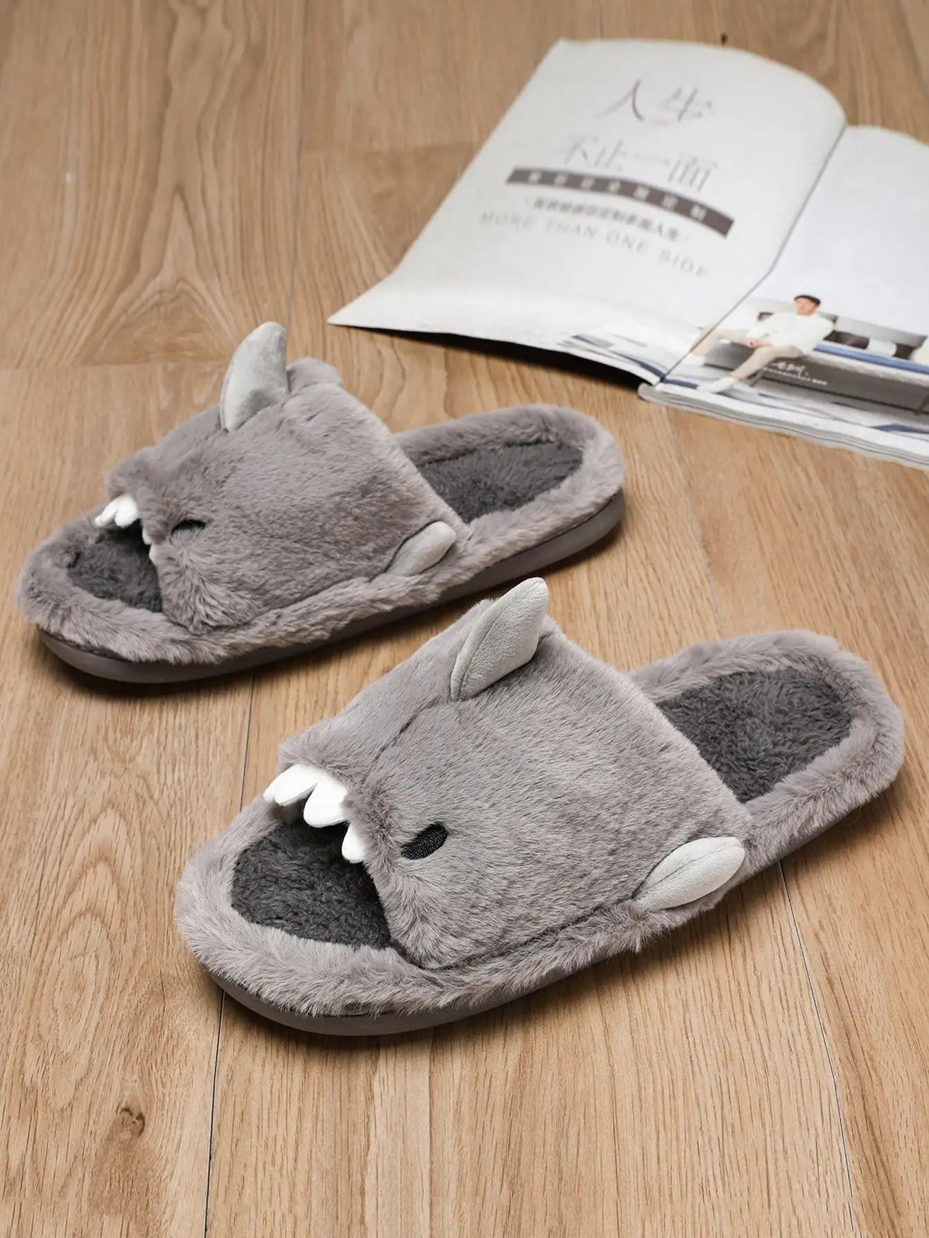 CozyStep™ Men’s Cartoon Plush Cotton Slippers – Soft, Warm & Comfortable Indoor Footwear