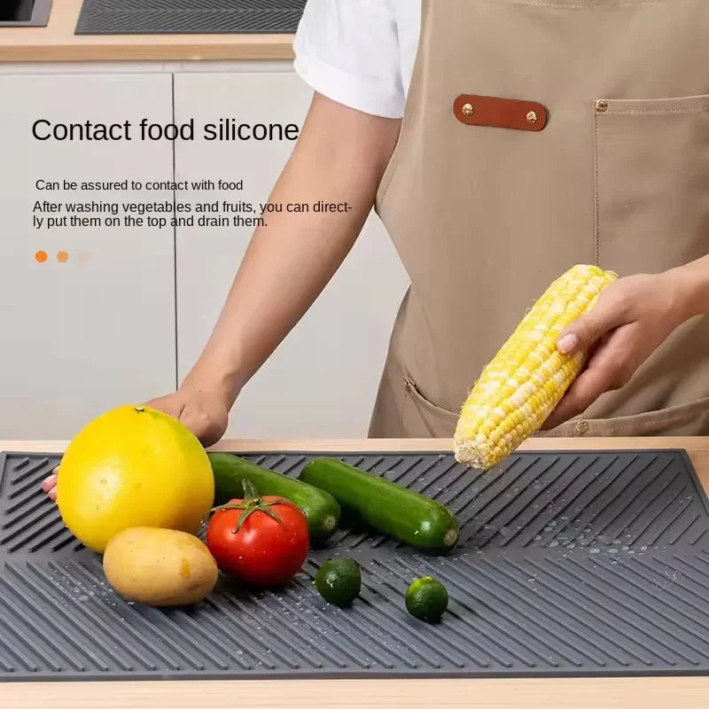 Silicone Kitchen Drain & Drying Mat – Non-Slip Heat-Resistant Coaster for Pots, Dishes, and Tableware