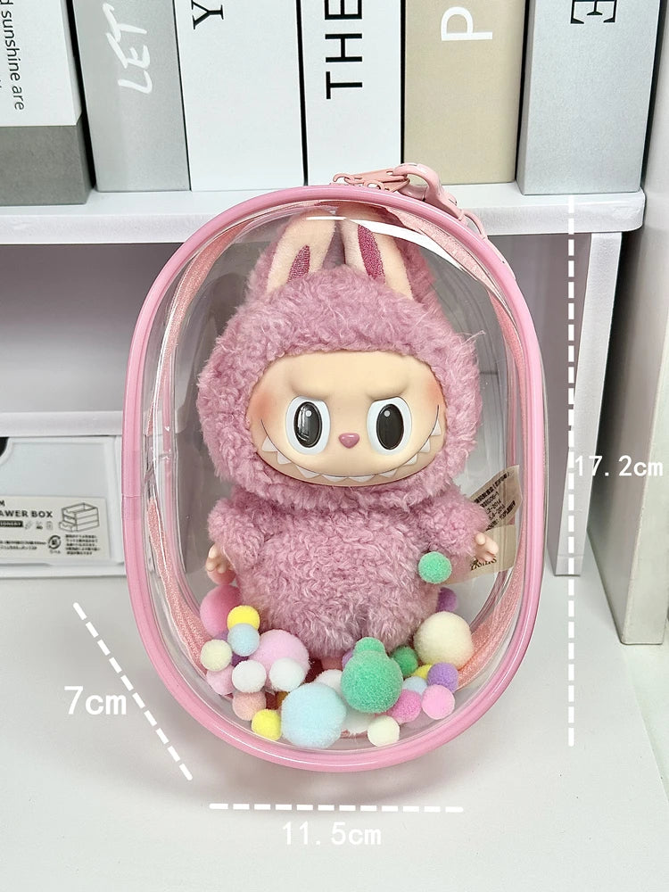 Labubu™ Protective Plush Sitting Bag – 17cm Transparent Dustproof Cover