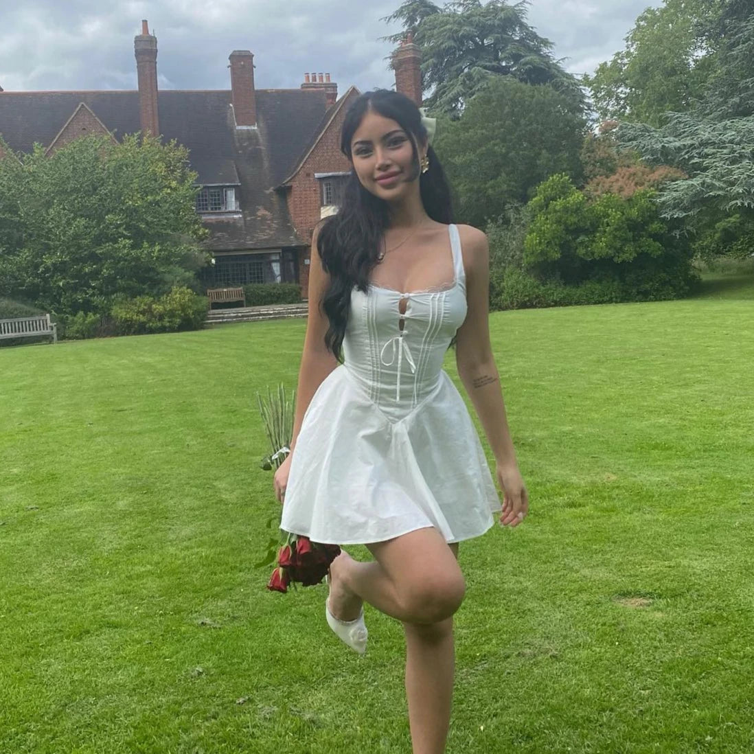 Mingmingxi Yellow Lace-Up Summer Dress