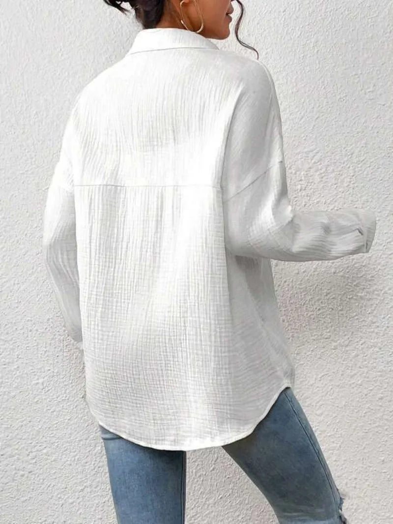 CottonMist™ Gauze Shirt – Elegant Casual Blouse for Women