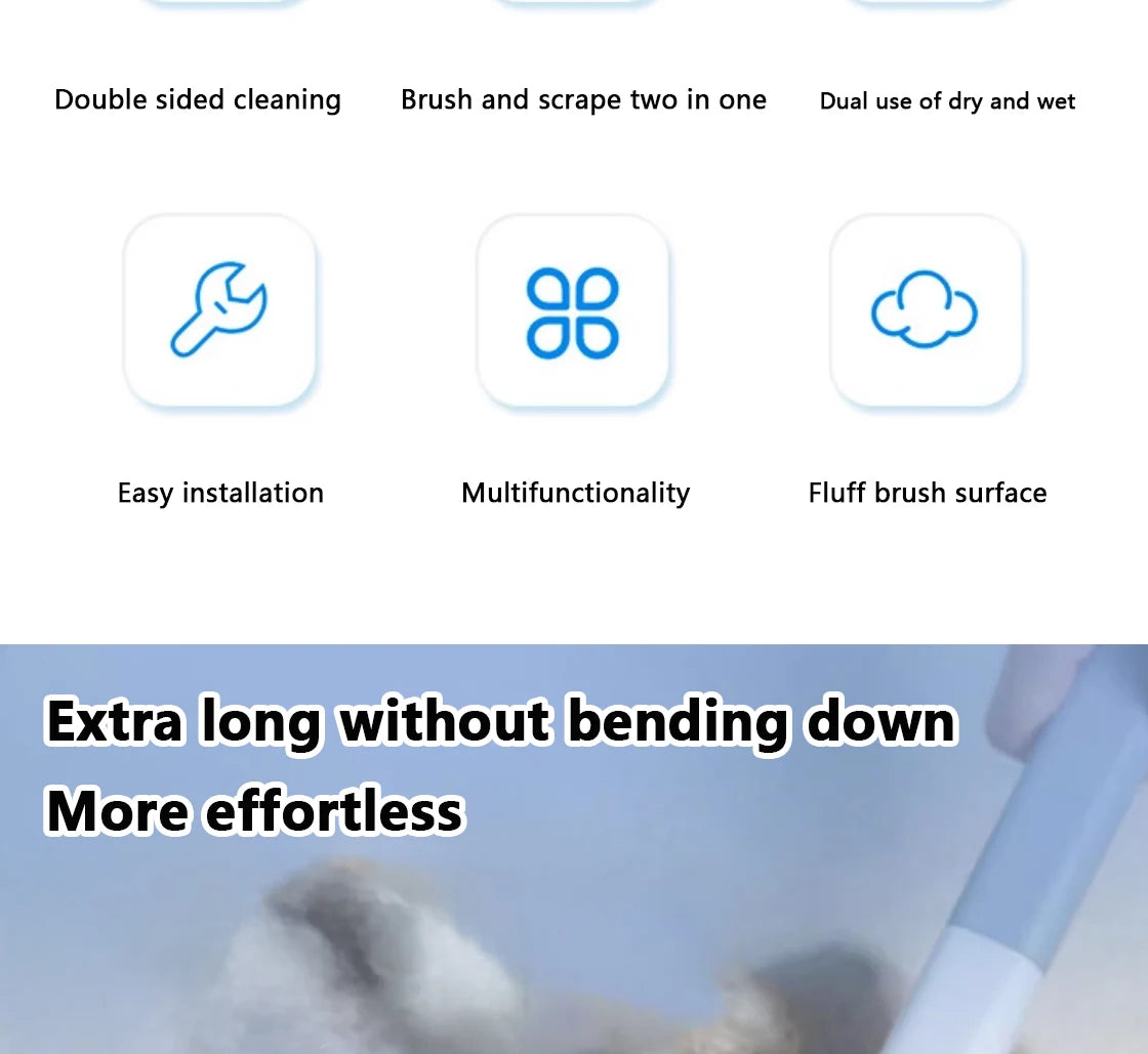 Multifunctional Pet Hair Remover Brush – Long Handle Manual Cat & Dog Fur Cleaning Tool