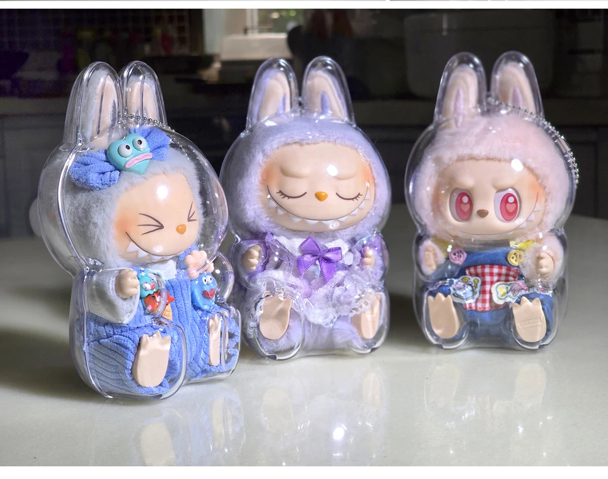 Labubu™ Protective Plush Sitting Bag – 17cm Transparent Dustproof Cover