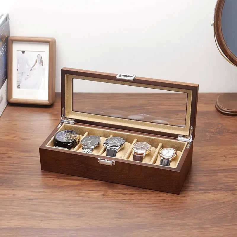 Vintage Luxe Display Case – Transparent Mechanical Watch & Bracelet Organizer