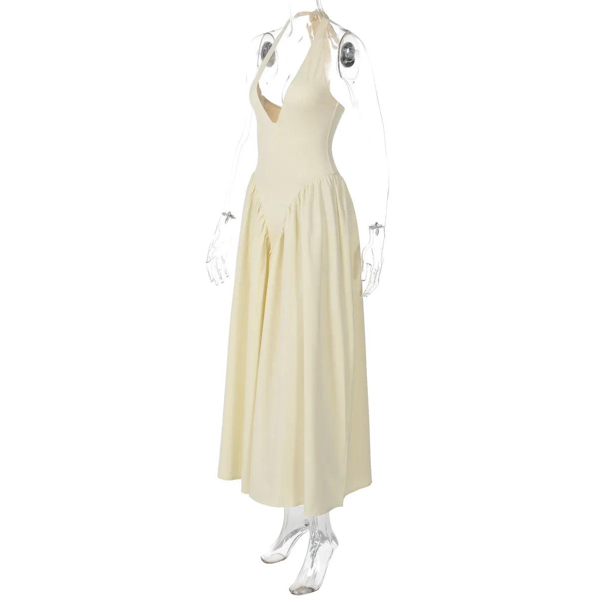 Talenza White Backless V-Neck Dress