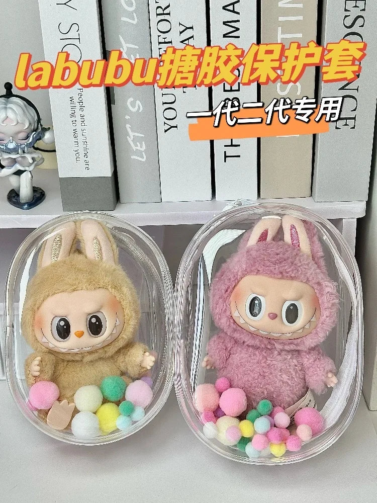 Labubu™ Protective Plush Sitting Bag – 17cm Transparent Dustproof Cover