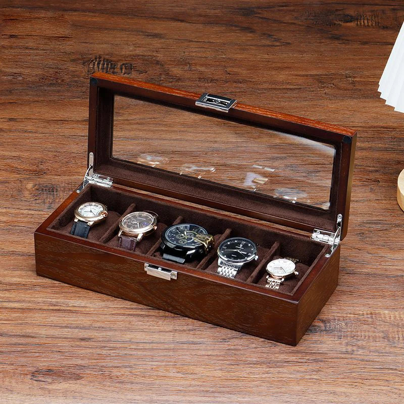 Vintage Luxe Display Case – Transparent Mechanical Watch & Bracelet Organizer