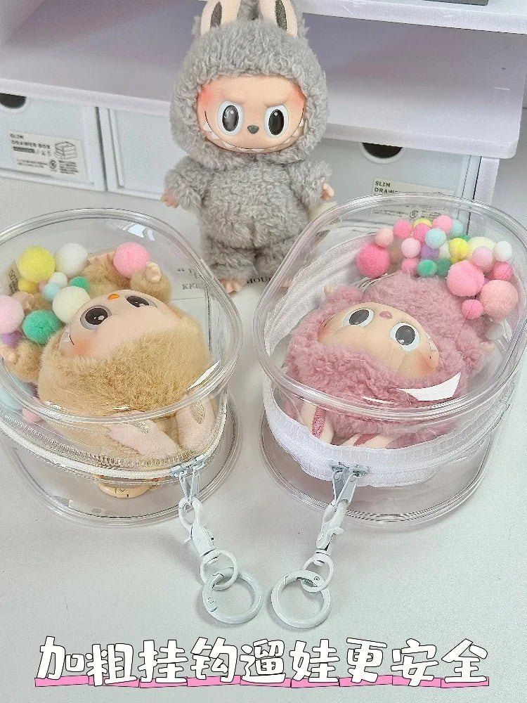 Labubu™ Protective Plush Sitting Bag – 17cm Transparent Dustproof Cover