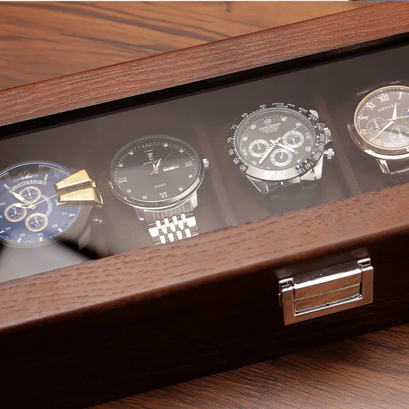 Vintage Luxe Display Case – Transparent Mechanical Watch & Bracelet Organizer