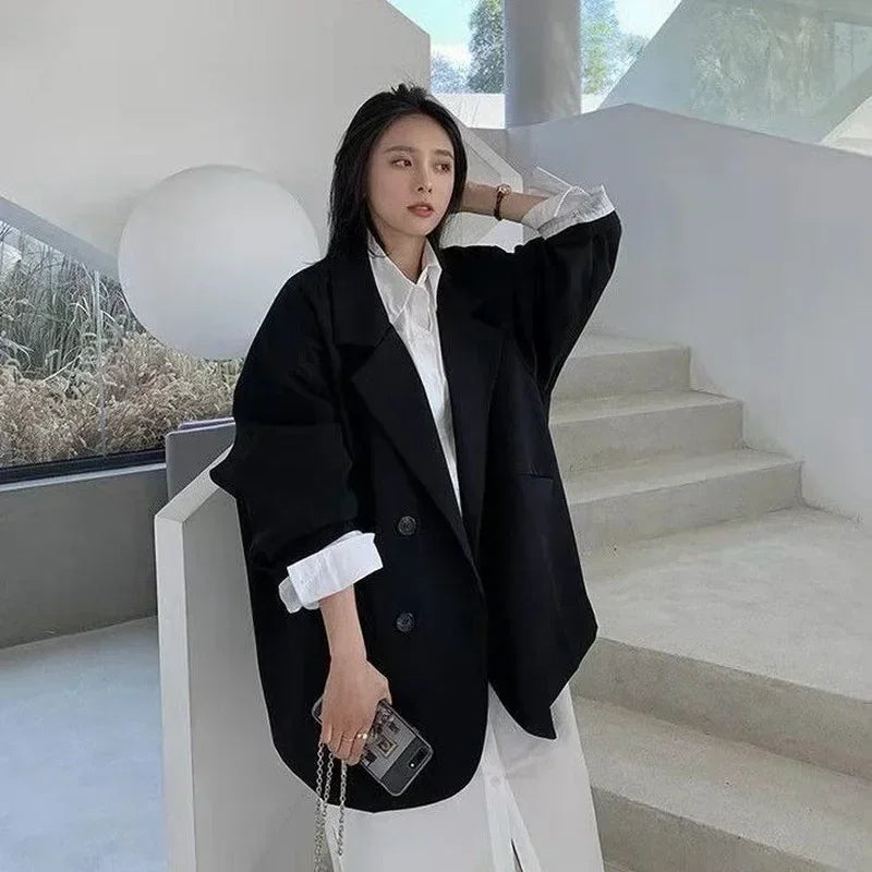 GraceLine™ Korean Oversized Blazer – Elegant Officewear Edition
