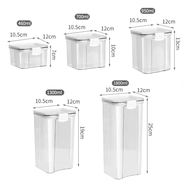 GrainGuard™ Kitchen Storage Jars – Large Plastic Airtight Organizer Set for Pantry & Seasonings