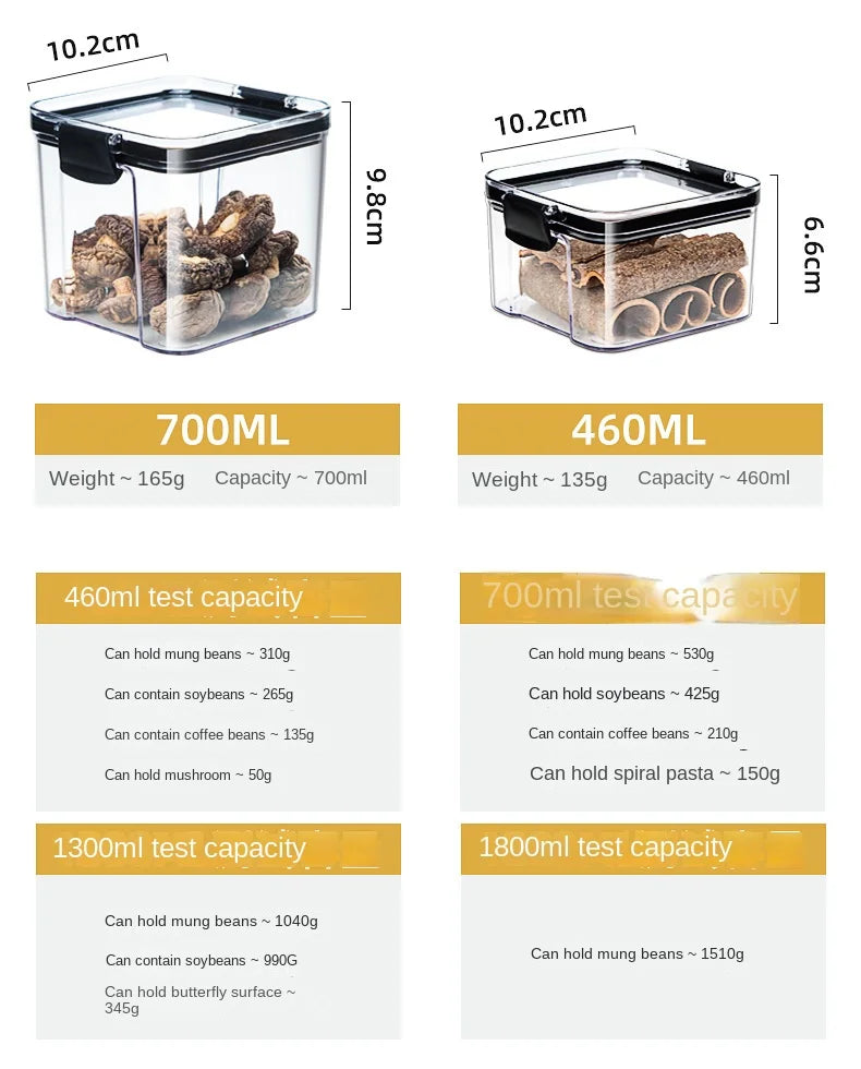 GrainGuard™ Kitchen Storage Jars – Large Plastic Airtight Organizer Set for Pantry & Seasonings