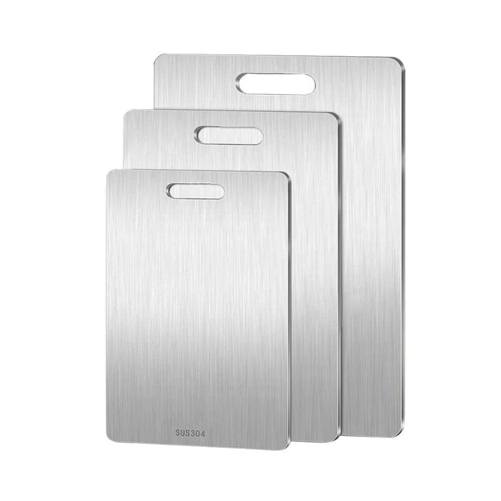 Double-Sided Stainless Steel & Wood Cutting Board