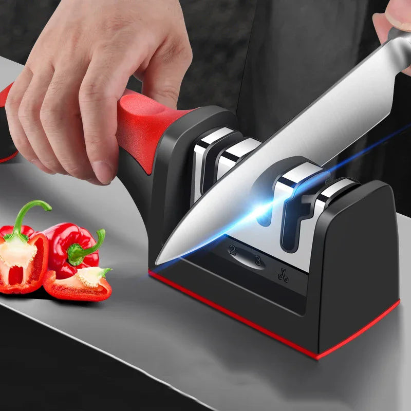 EdgeMaster™ 3-in-1 Kitchen Knife Sharpener – Stainless Steel Multi-Purpose Sharpening Stone